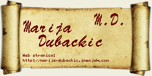 Marija Dubačkić vizit kartica